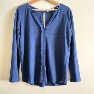Sandro Lightweight Linen Long Sleeve Blouse with Keyhole Cutouts Boho Coastal M